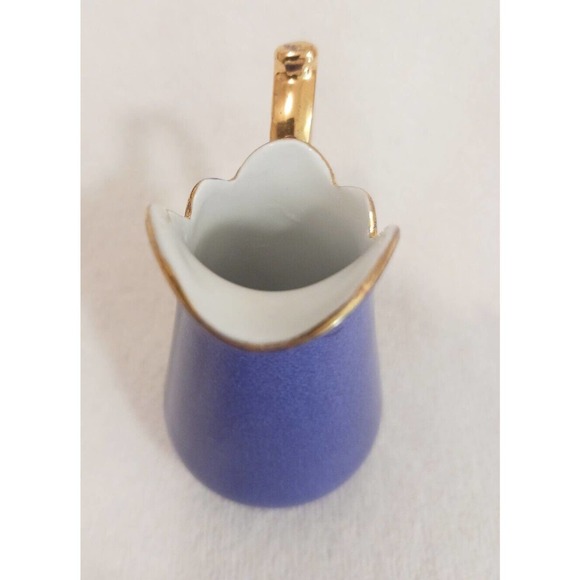 J. Godinger & Co. Antique Blue 14k Gold Leaf Handle Cream Pitcher RARE COLLECT! - Picture 7 of 11